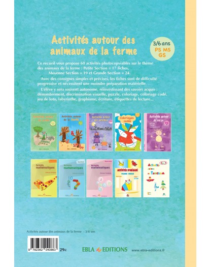 Activités autour des animaux de la ferme 3/6 ans